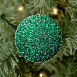 Beautiful Emerald Green glitter sparkles Ceramic Tree Decoration