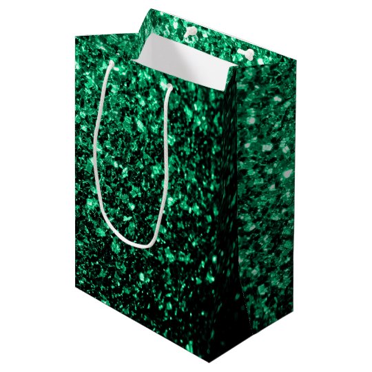 Beautiful Emerald Green glitter sparkles Medium Gift Bag