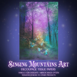 Beautiful Enchanted Forest Butterflies Decoupage  Tissue Paper