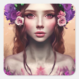 Beautiful Enchantress Fantasy AI Art   Square Sticker