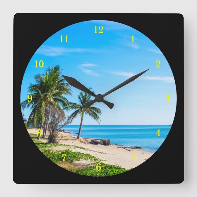 Beautiful Endless Beach Square Wall Clock (Front)