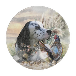 Beautiful English Setter with Pheasant , Art Cutting Board