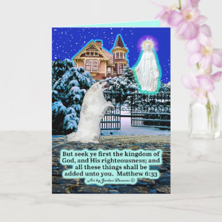 Beautiful Eskie and Angel Scripture Matthew 6:33 Card