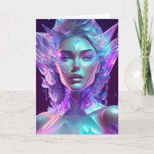 Beautiful Ethereal Woman Breaking out of Icy Glass Card