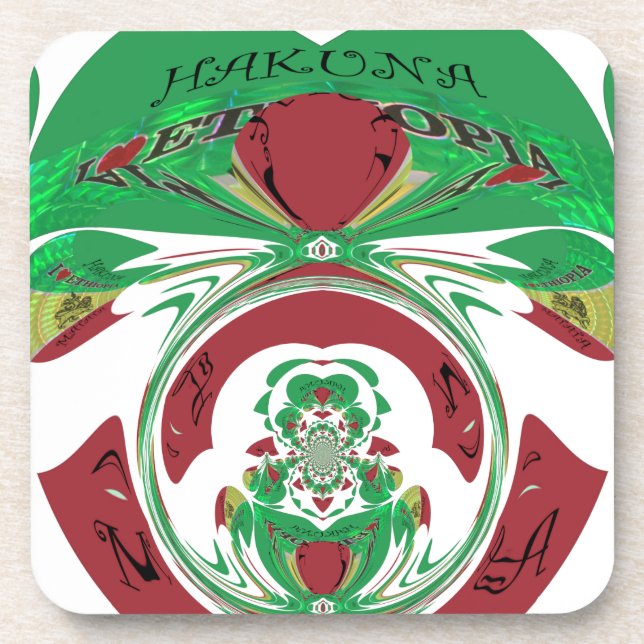 Beautiful Ethiopia Lovely Hakuna Matata I love Hea Coaster (Front)