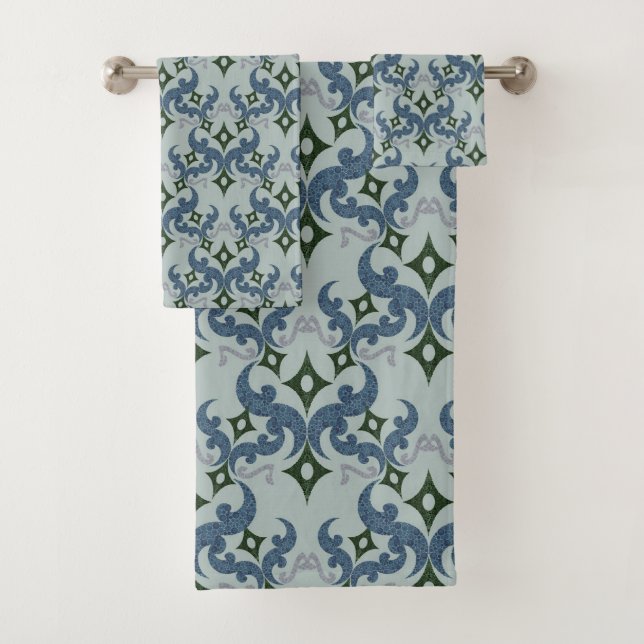 Beautiful ethnic Damascus pattern pointillism Bath Towel Set (Insitu)