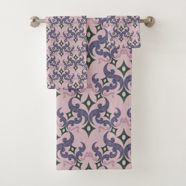Beautiful ethnic Damascus pattern pointillism  Bath Towel Set (Insitu)