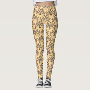 Beautiful ethnic Damascus pattern pointillism Leggings