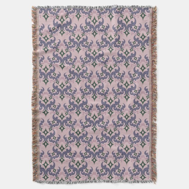 Beautiful ethnic Damascus pattern pointillism  Throw Blanket (Front Vertical)