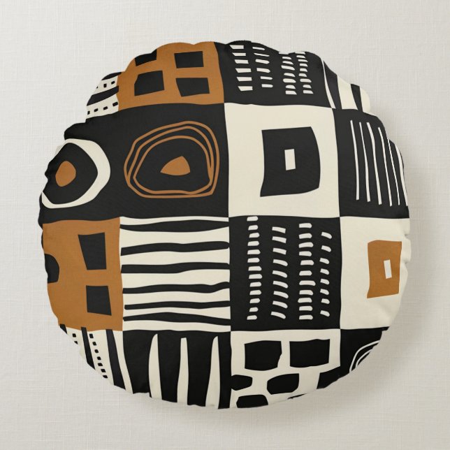 Beautiful Ethnic Mud Cloth African Print  Round Cushion (Front)