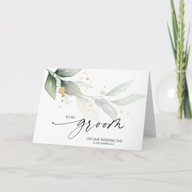 Beautiful Eucalyptus To My Groom Wedding Day Card (Front)