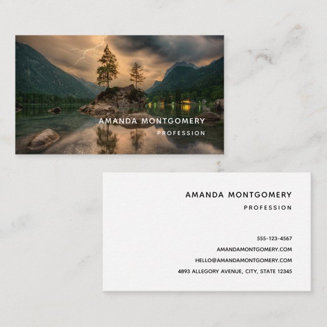 Beautiful Evening Mountain Lake Photograph Business Card (Front/Back)