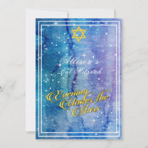 Beautiful Evening Under the Star Gold Bat Mitzvah, Invitation