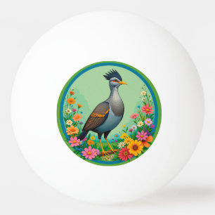 Beautiful Exotic Bird Resting Among Colourful Flow Ping Pong Ball