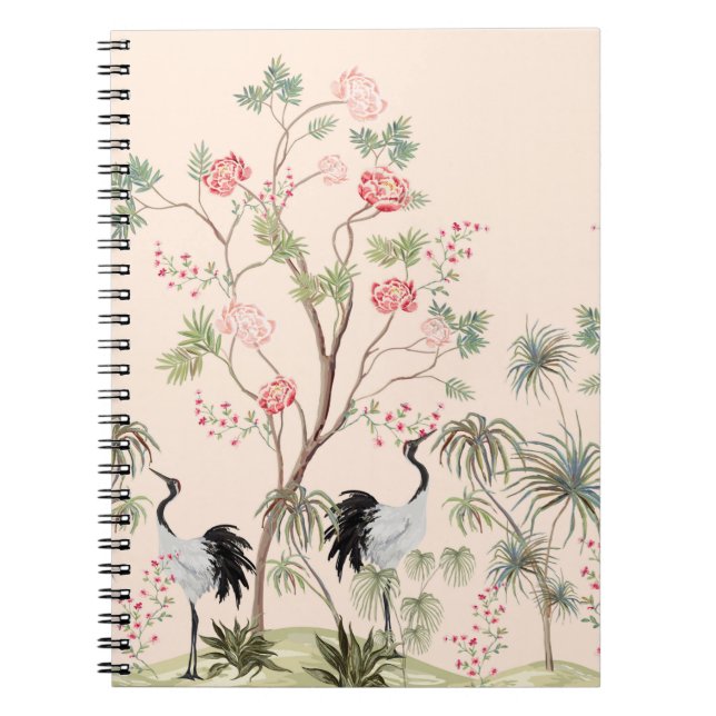Beautiful exotic chinoiserie wallpaper. Hand drawn Notebook (Front)
