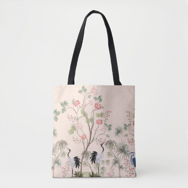 Beautiful exotic chinoiserie wallpaper. Hand drawn Tote Bag (Front)