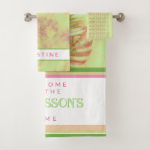 Beautiful exotic flowers on batik green custom