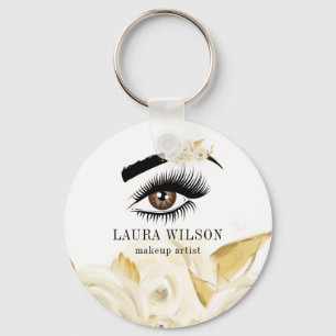 Beautiful Eye With Watercolor White Flowers Key Ring