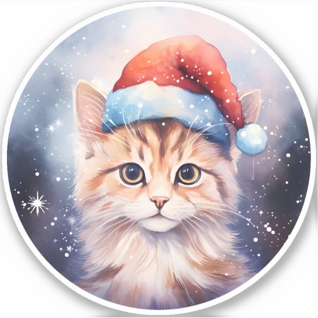 Beautiful Eyes Christmas Cat | Winter Snowy Night (Front)