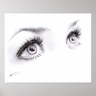 Beautiful eyes drawing minimalist art Poster print