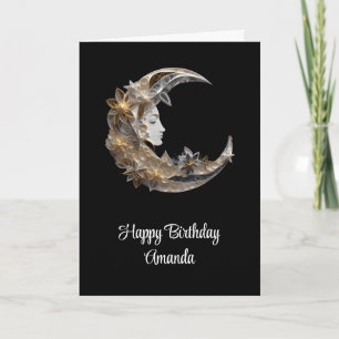 Beautiful Face in the Moon Birthday Card