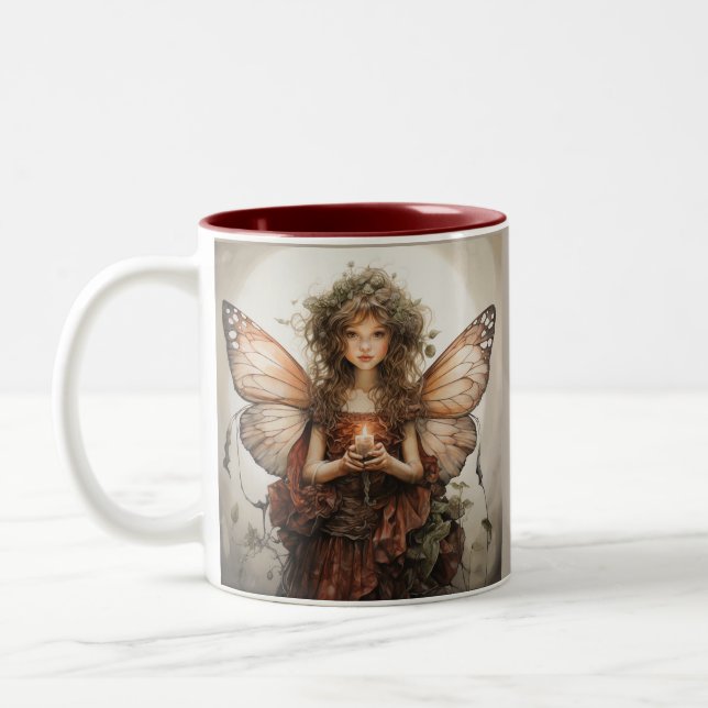 Beautiful Fairies Dressed in Red Two-Tone Coffee Mug (Left)