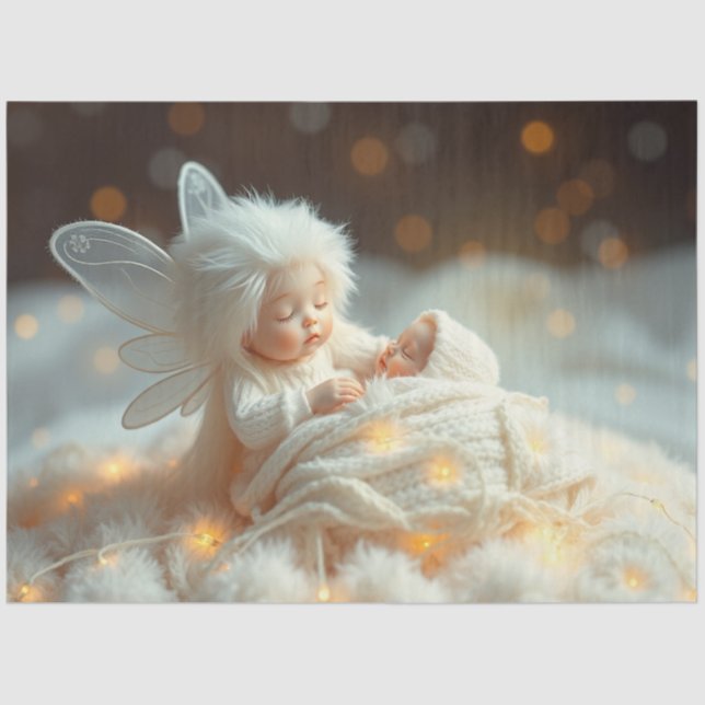 Beautiful Fairy and Baby Fantasy Art Tissue Paper (Front)