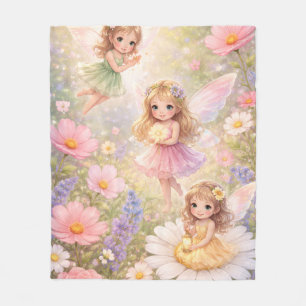 Beautiful Fairy and Flowers Fleece Blanket