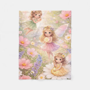 Beautiful fairy and flowers fleece blanket
