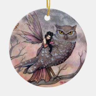 Beautiful Fairy and Owl Ornament