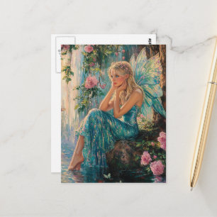 Beautiful Fairy at the Waterfall Postcard