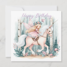 Beautiful fairy girl riding in an enchanted forest