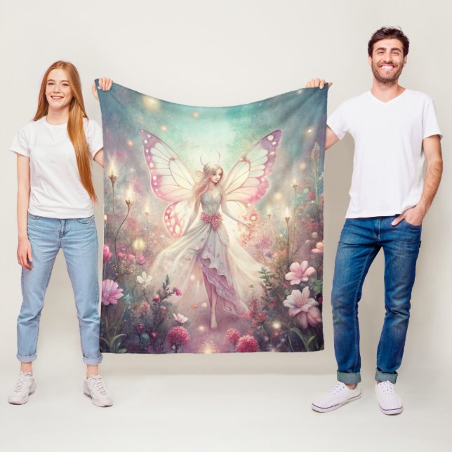 Beautiful Fairy in Garden Fleece Blanket (In Situ)