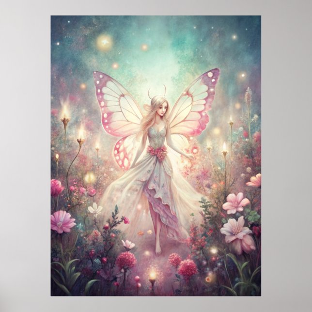Beautiful Fairy in Garden Poster (Front)