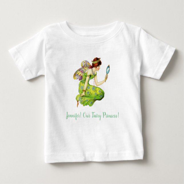 Beautiful Fairy Princess with Customised Name Baby T-Shirt (Front)