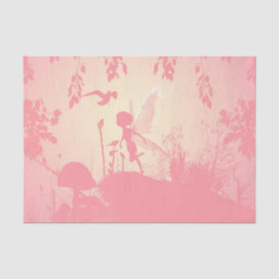 Beautiful fairy silhouette in pink with birds tissue paper