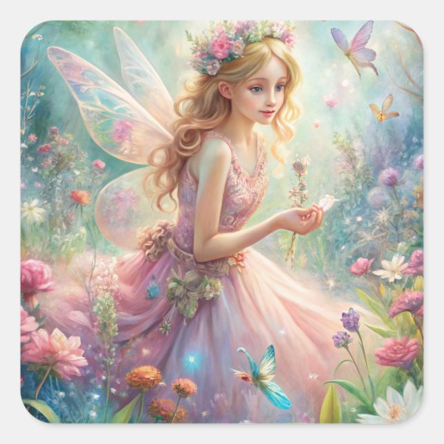 Beautiful Fairy Square Sticker (Front)