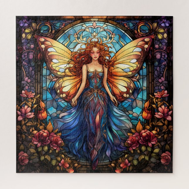 Beautiful Fairy Stained Glass Window Jigsaw Puzzle (Vertical)