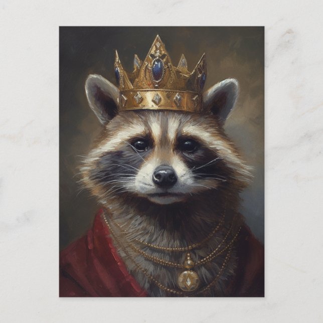 Beautiful Fairytale Racoon in a Crown Postcard (Front)
