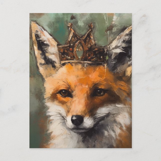 Beautiful Fairytale Red Fox in a Crown Postcard (Front)