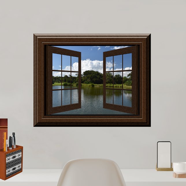 Beautiful Fake Window View Lake Trees Landscape Poster (Creator Uploaded)