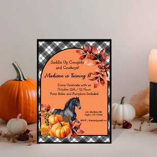 Beautiful Fall Autumn Horse Birthday Invitation