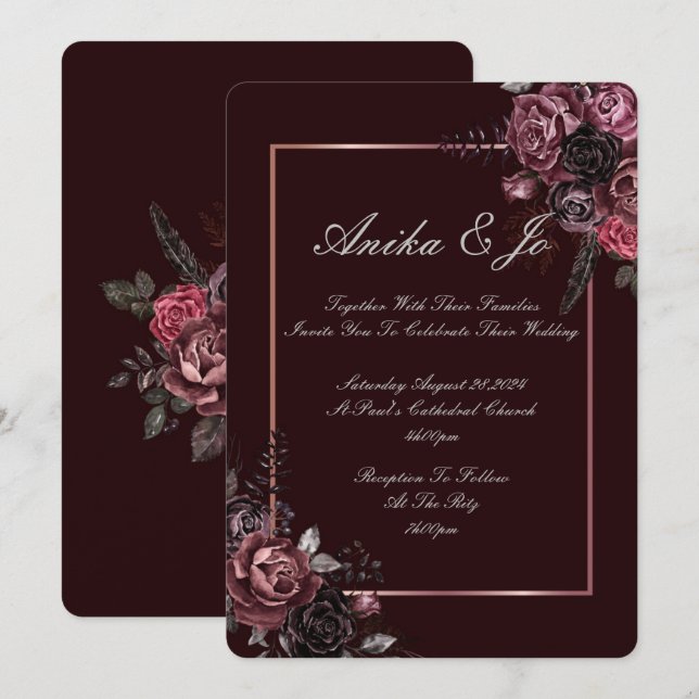 BEAUTIFUL FALL COLORS FLORAL WEDDING INVITATION (Front/Back)