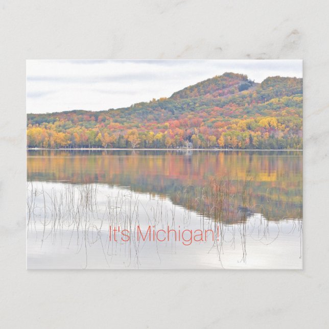 "BEAUTIFUL FALL COLORS REFLECTED IN LAKE/ IT'S MIC POSTCARD (Front)
