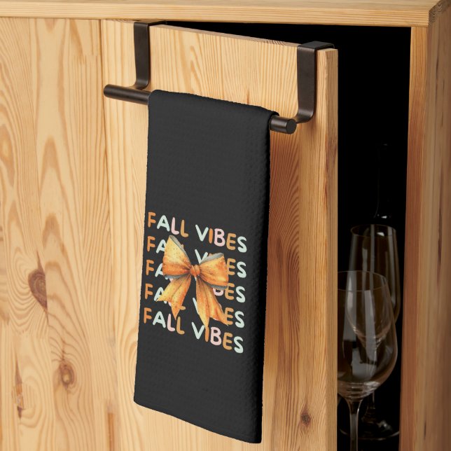 Beautiful Fall Colours | Fall Vibes Black Tea Towel (Thirds Fold)