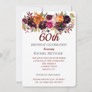 Beautiful Fall Colours Floral Birthday Invitation