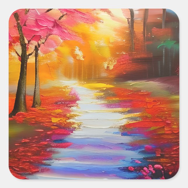 Beautiful Fall Day | Autumn Path   Square Sticker (Front)
