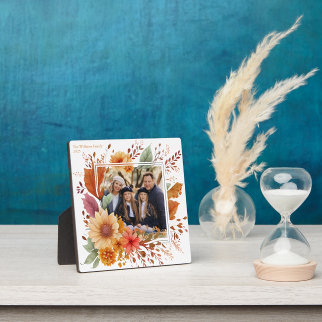 Beautiful Fall Floral Family Thanksgiving Photo Plaque (Insitu)