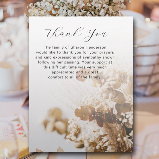 Beautiful Fall Floral Funeral Thank You Note Card (Creator Uploaded)
