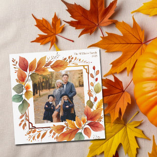 Beautiful Fall Foliage Family Photo Thanksgiving Holiday Card
